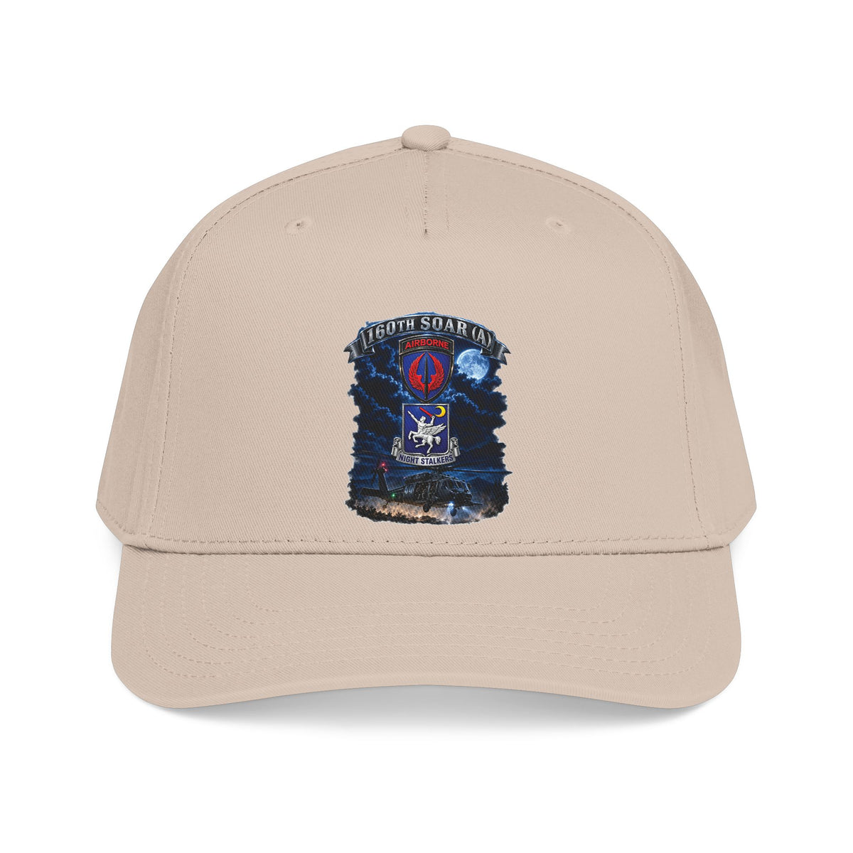 Mid Profile Baseball Cap - USASOAC - SSI, 160th Special Operations Regiment Airborne  DUI with Scene Blackhawk - 3D - Enhanced