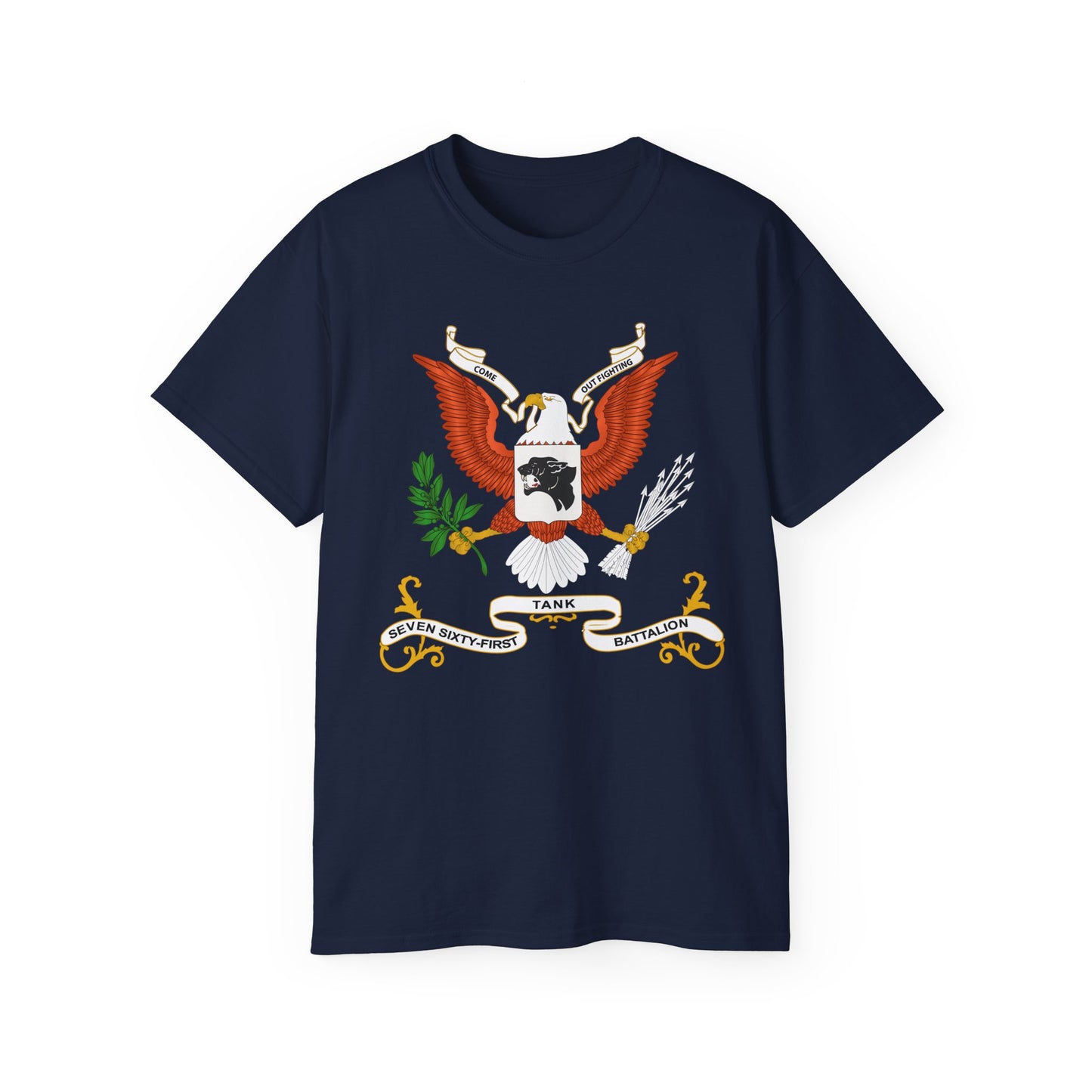 Unisex Ultra Cotton Tee - Army - Regimental Colors - 761st Tank Batalion - Come Out Fighting