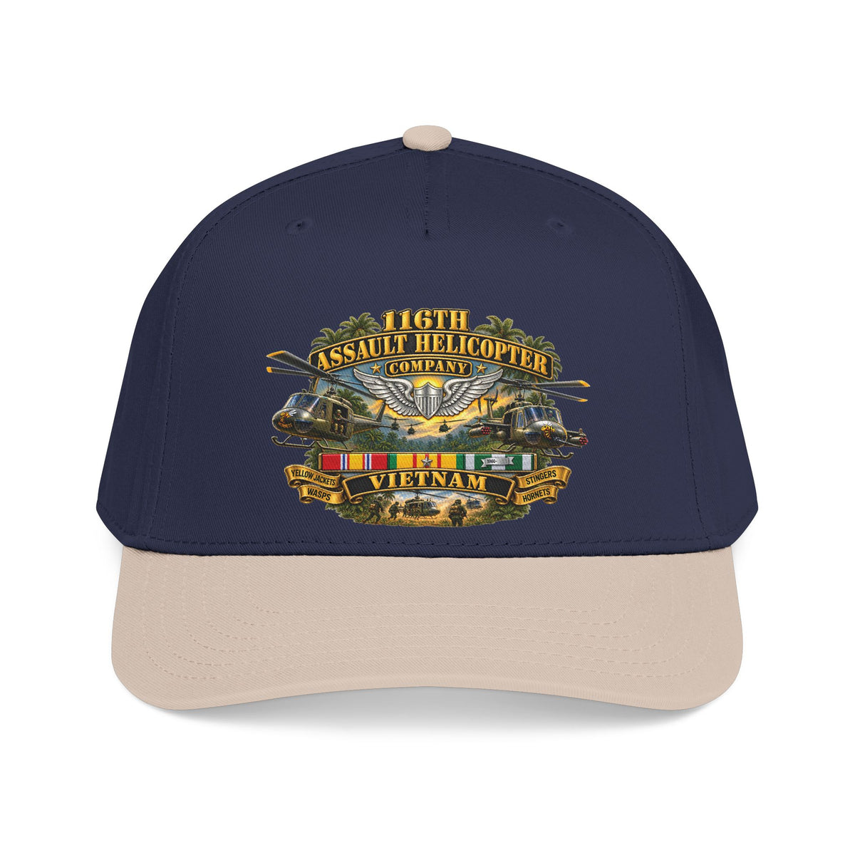 Mid Profile Baseball Cap - Army - 116th Assault Helicopter Co w  Aviator Badge w VN SVC - HORNETS - 3D - Enhanced