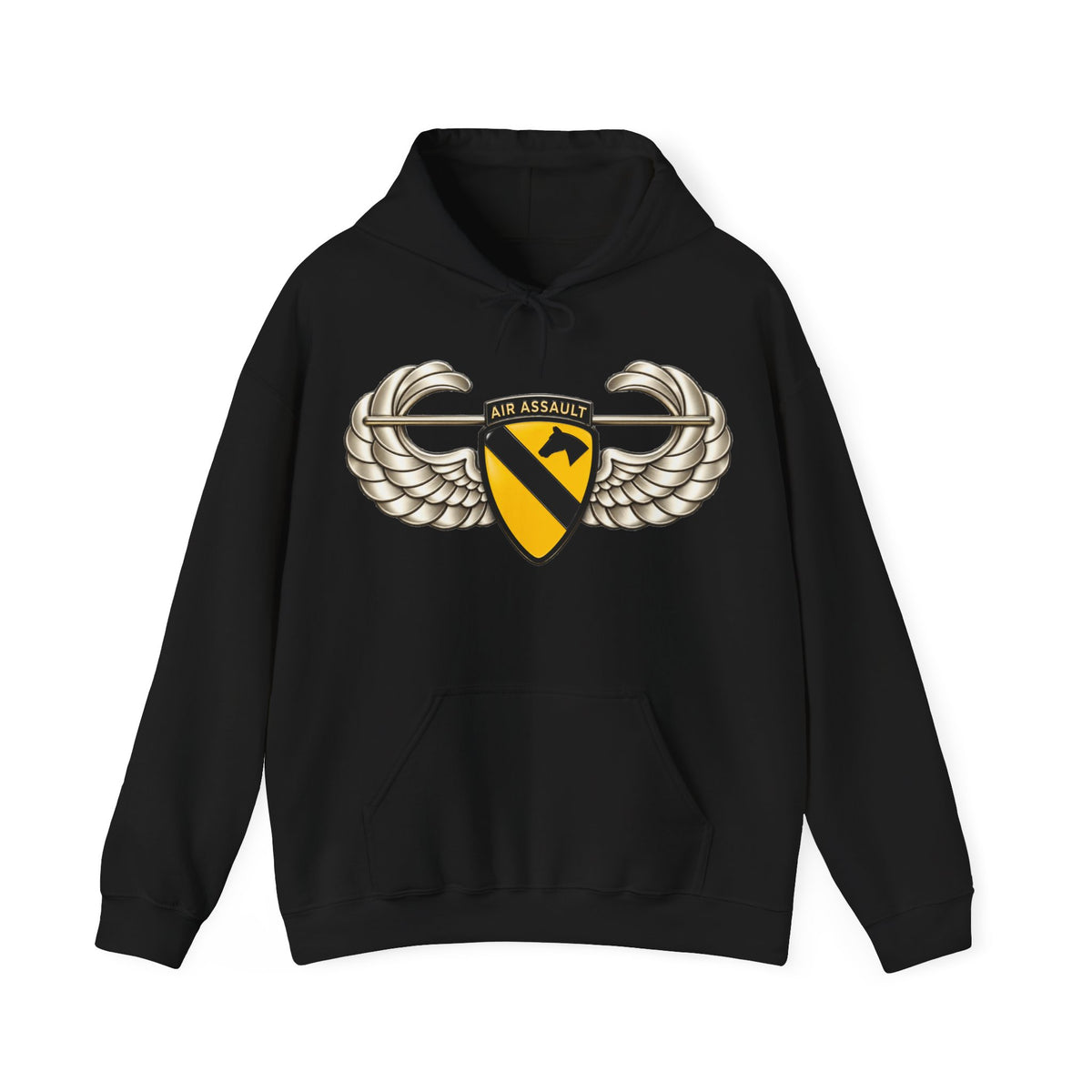 Hoodie — 1st Cavalry Division w Air Assault Tab on Airborne Badge wo Txt - 3D - Transparent