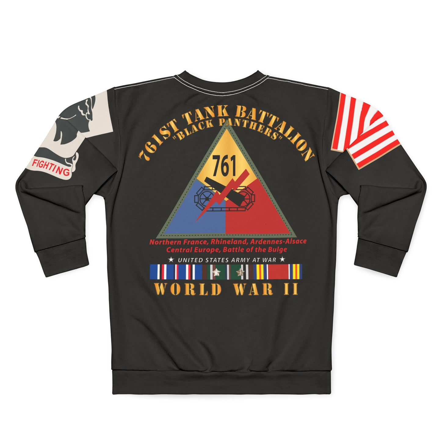 Crewneck Sweatshirt (AOP) - 761st Tank Battalion - WWII - Black Panthers