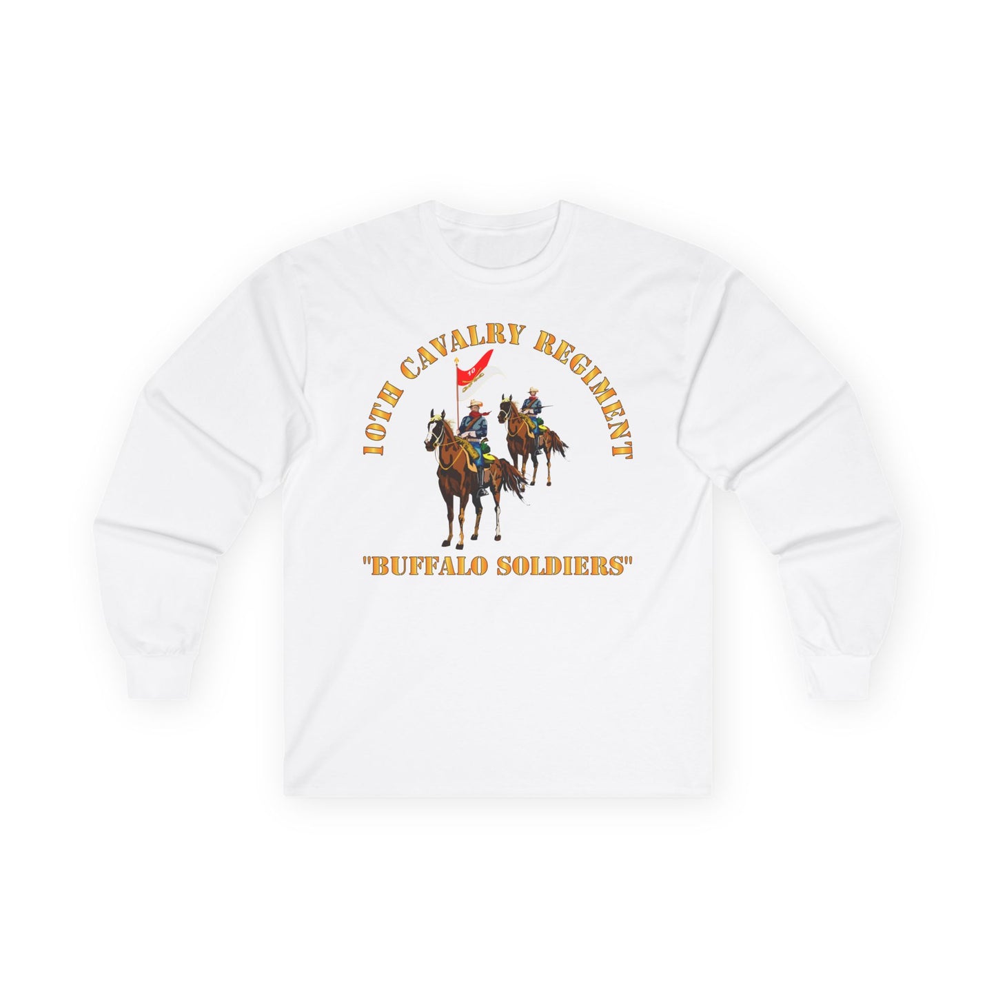 Long Sleeve Tee - Army - 10th Cavalry Regiment w Cavalrymen - Buffalo Soldiers