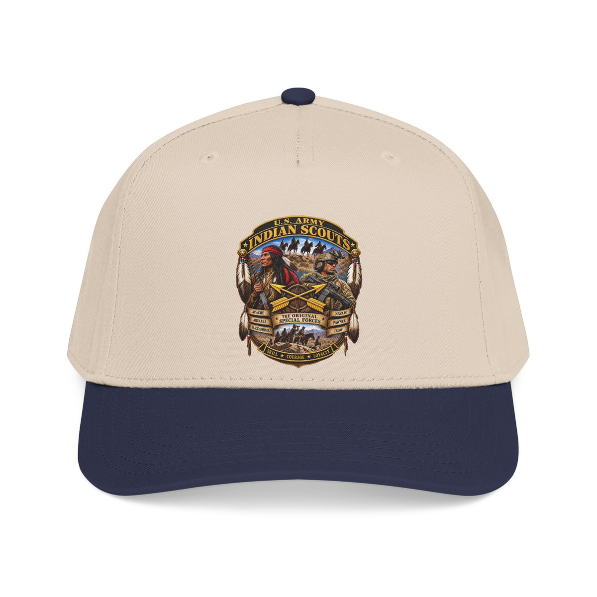 Mid Profile Baseball Cap - United States Indian Scouts (USS) - Original Special Forces - 3D - Enhanced