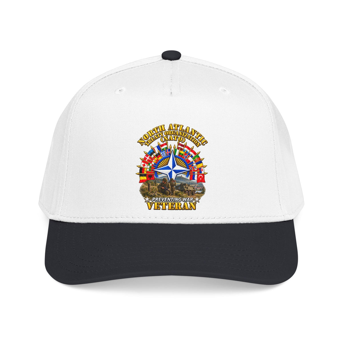 Mid Profile Baseball Cap - NATO - Polished NATO Veteran - with flags - Military Scene - 3D - Transparent