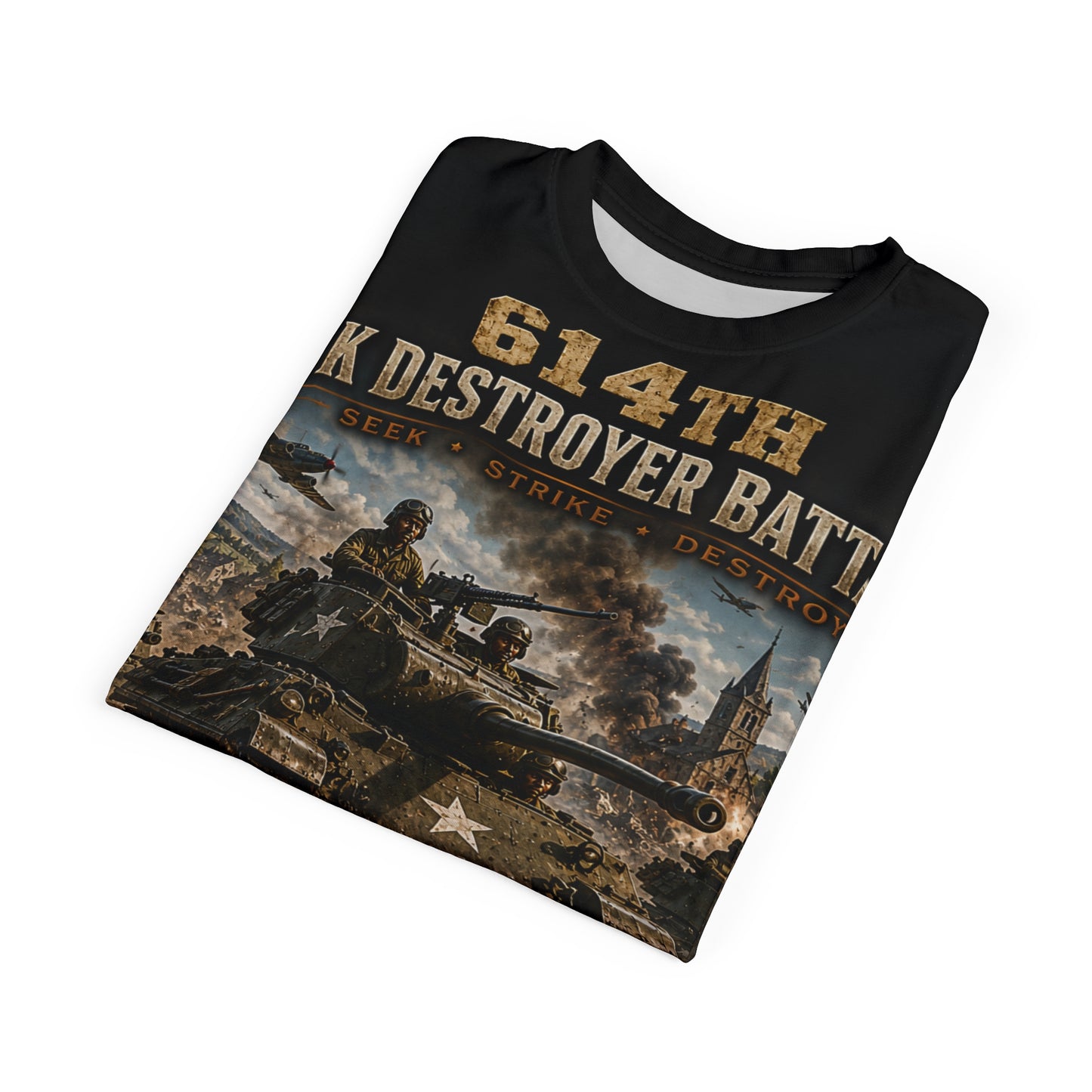 614th Tank Destroyer Battalion - World War II - Tribute Tee — "Hunting the Hunters"