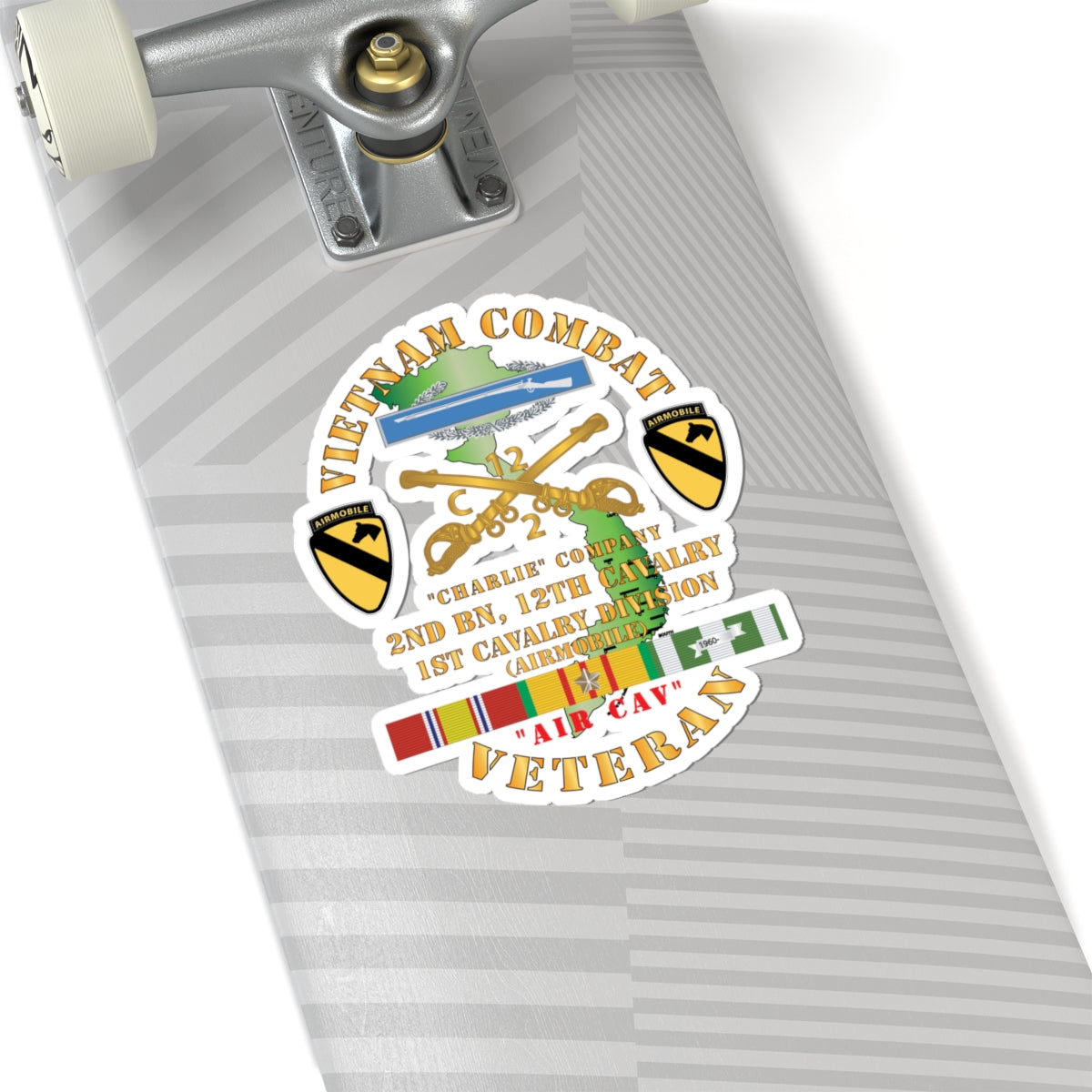 Kiss-Cut Stickers - Army - Vietnam Combat Cavalry Veteran w C Company 2nd Bn 12th Cav w CIB - 1st Cav Div X 300