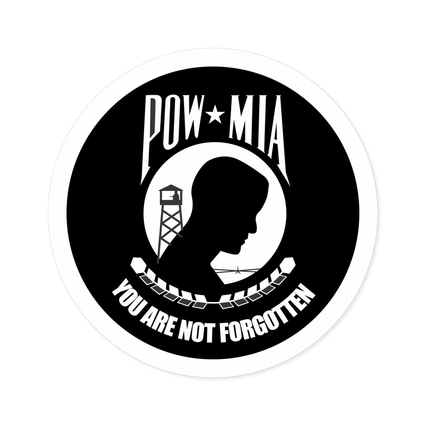 Round Stickers, Indoor\Outdoor POW/MIA Stickers - POWs/MIAs - YOU ARE NOT FORGOTTEN!