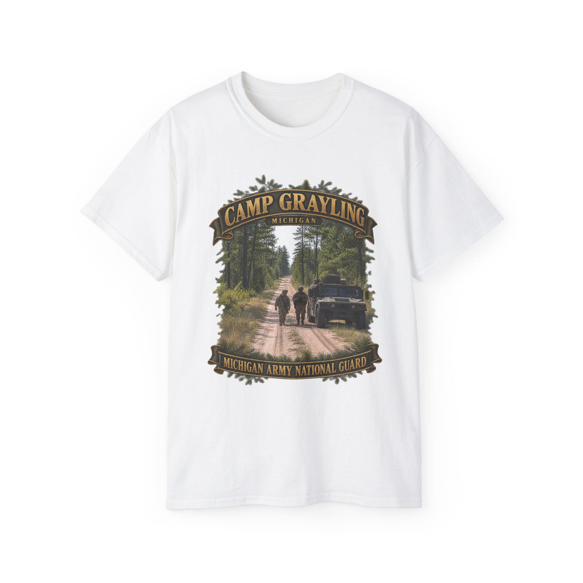 Unisex Ultra Cotton Tee - Camp Grayling, MI - MIARNG - 3D - Enhanced