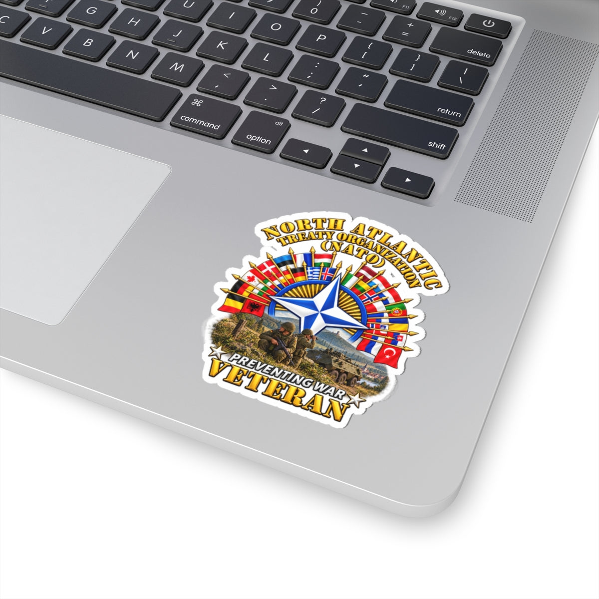 Kiss-Cut Stickers - NATO - Polished NATO Veteran - with flags - Military Scene - 3D - Transparent