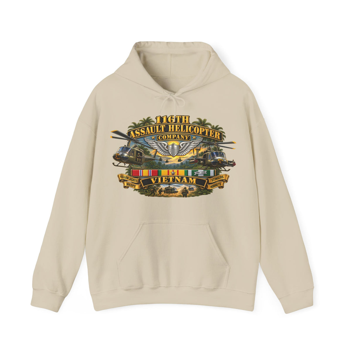Hoodie — Army - 116th Assault Helicopter Co w  Aviator Badge w VN SVC - HORNETS - 3D - Enhanced