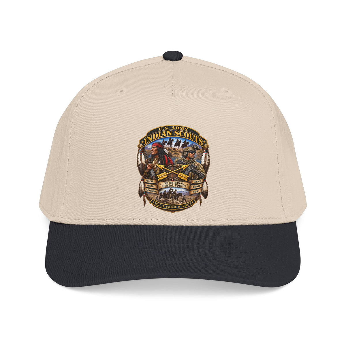 Mid Profile Baseball Cap - United States Indian Scouts (USS) - Original Special Forces - 3D - Enhanced
