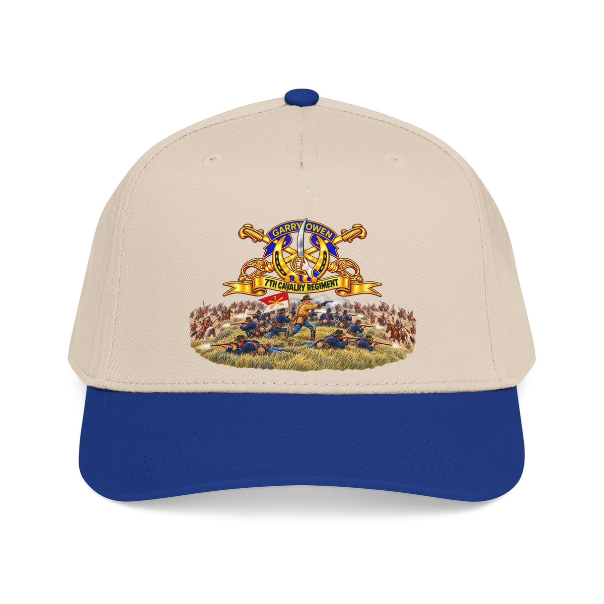 Mid Profile Baseball Cap - 7th Cavalry Regiment - DUI, Br, Ribbon w  Battle of Little Big Horn Scene - 3D - Transparent