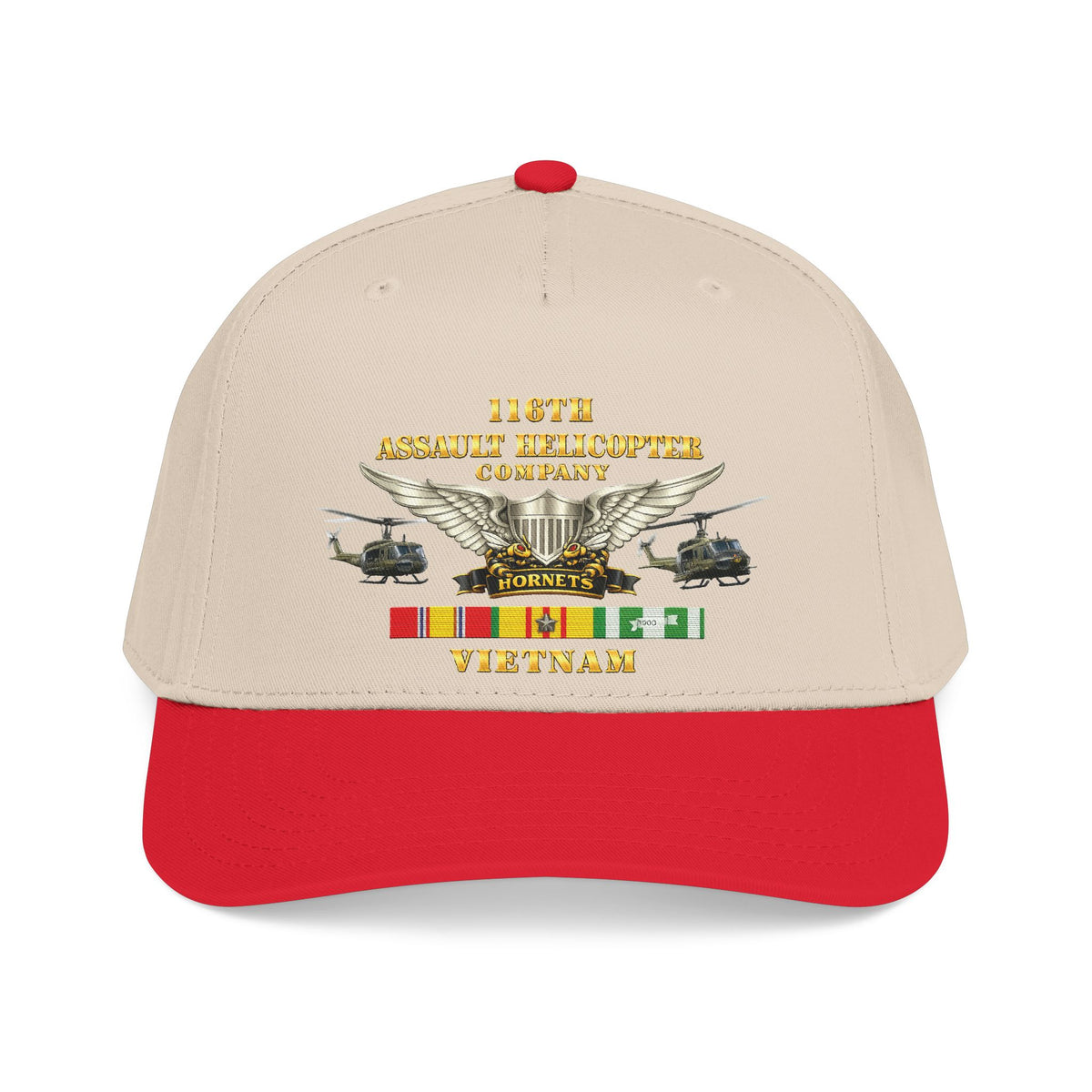 Mid Profile Baseball Cap - Army - 116th Assault Helicopter Co w  Aviator Badge w VN SVC - HORNETS - Side X Side - 3D - Enhanced