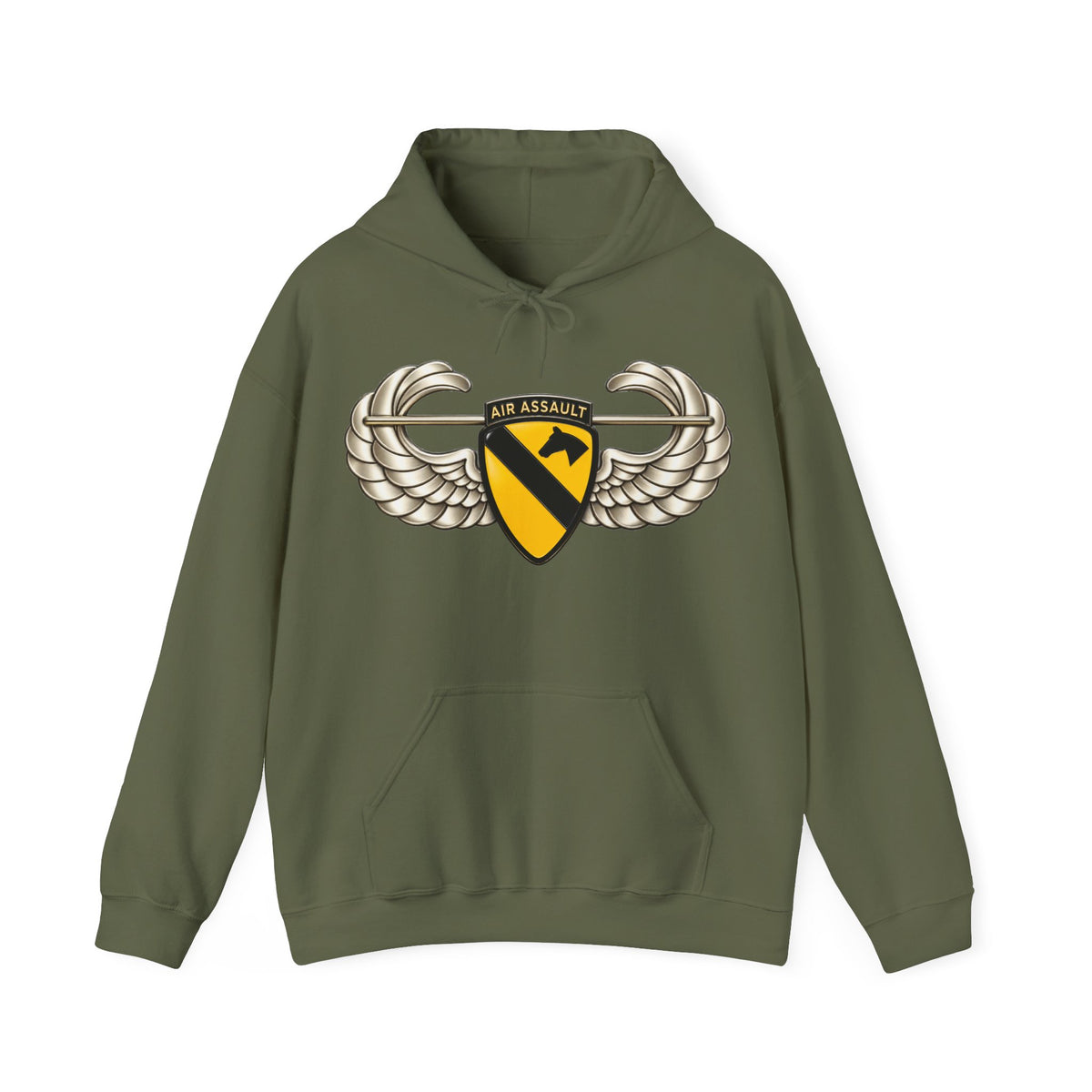 Hoodie — 1st Cavalry Division w Air Assault Tab on Airborne Badge wo Txt - 3D - Transparent