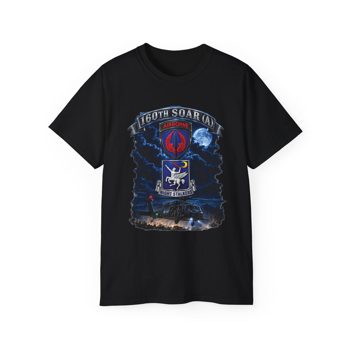Unisex Ultra Cotton Tee - USASOAC - SSI, 160th Special Operations Regiment Airborne  DUI with Scene Blackhawk - 3D - Enhanced