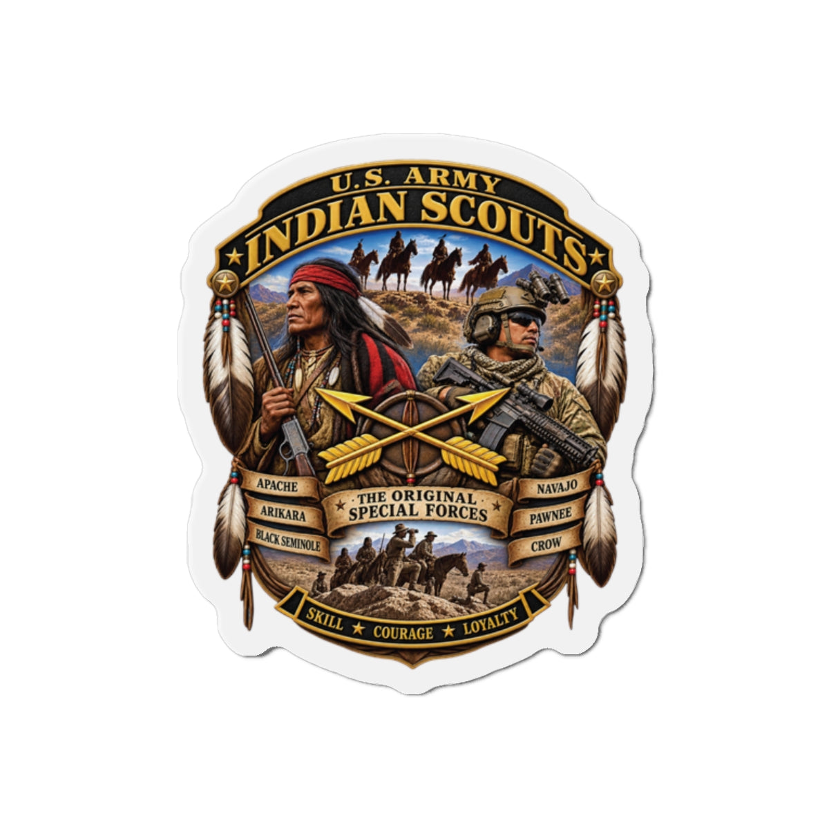 Die-Cut Magnets — United States Indian Scouts (USS) - Original Special Forces - 3D - Enhanced