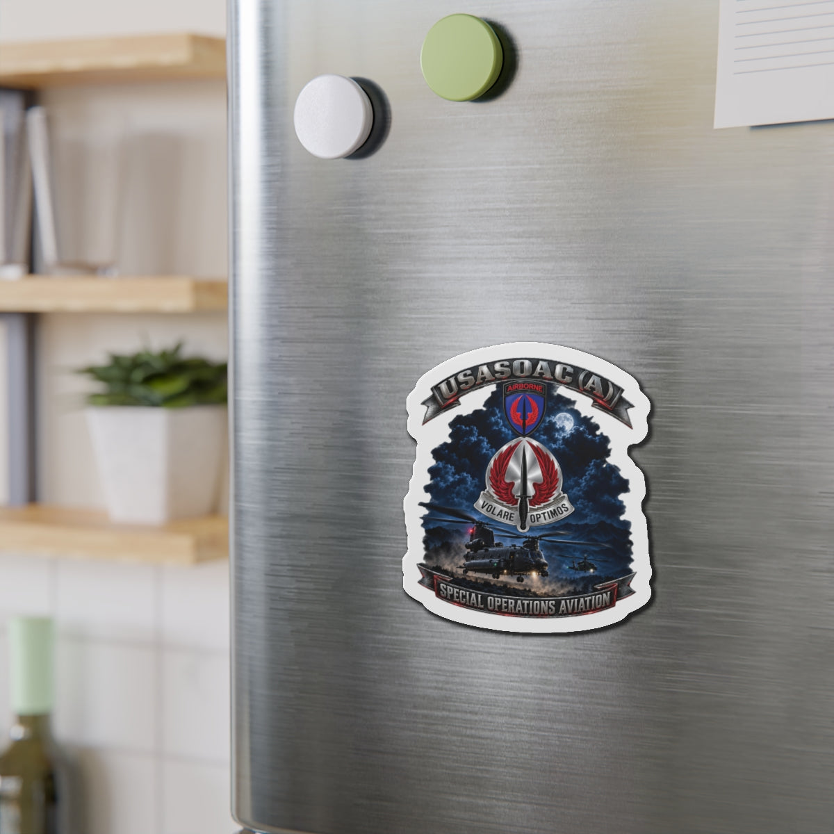 Die-Cut Magnets — USA Special Operations Aviation Command (Airborne) - SSI, DUI with Scene - 3D - Enhanced