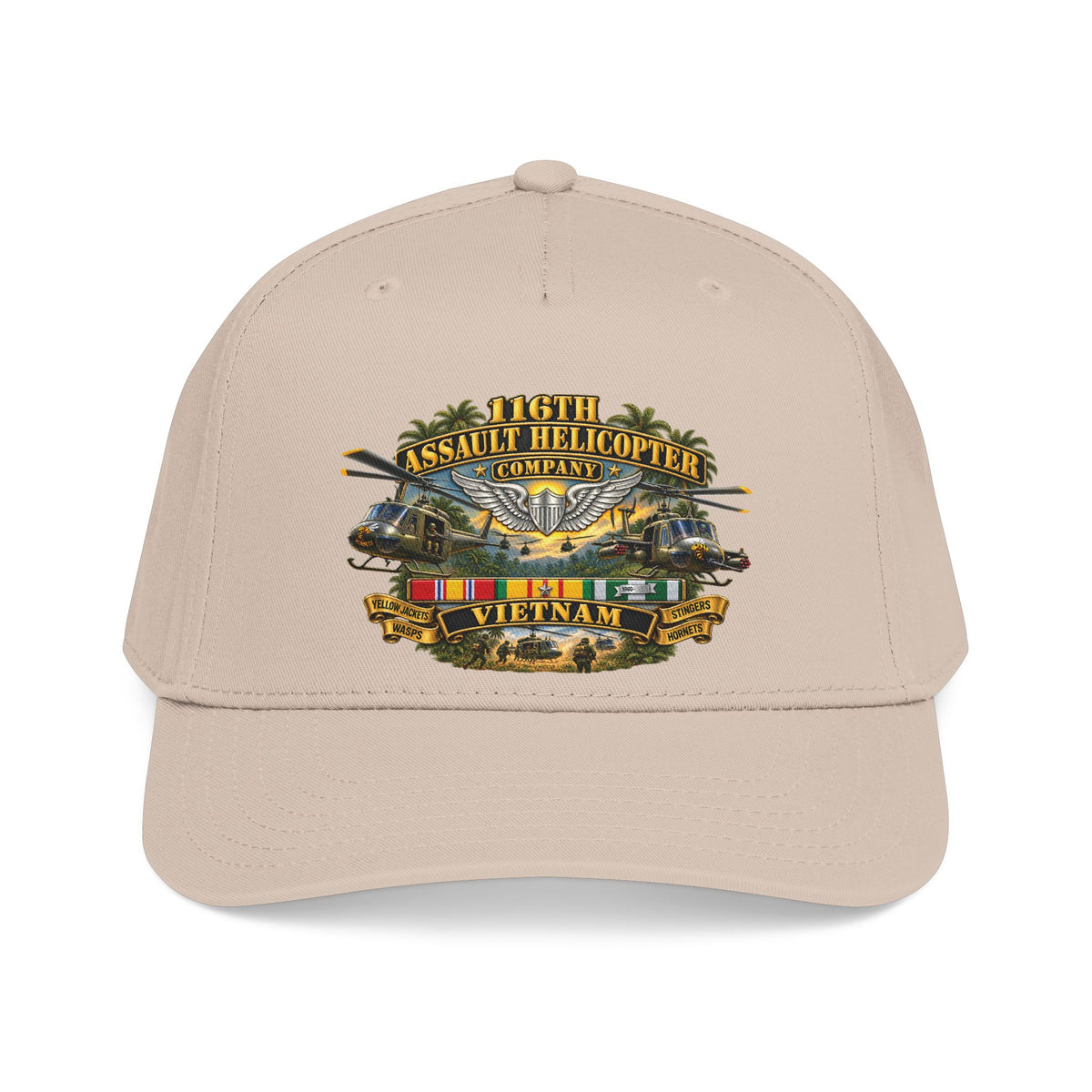Mid Profile Baseball Cap - Army - 116th Assault Helicopter Co w  Aviator Badge w VN SVC - HORNETS - 3D - Enhanced