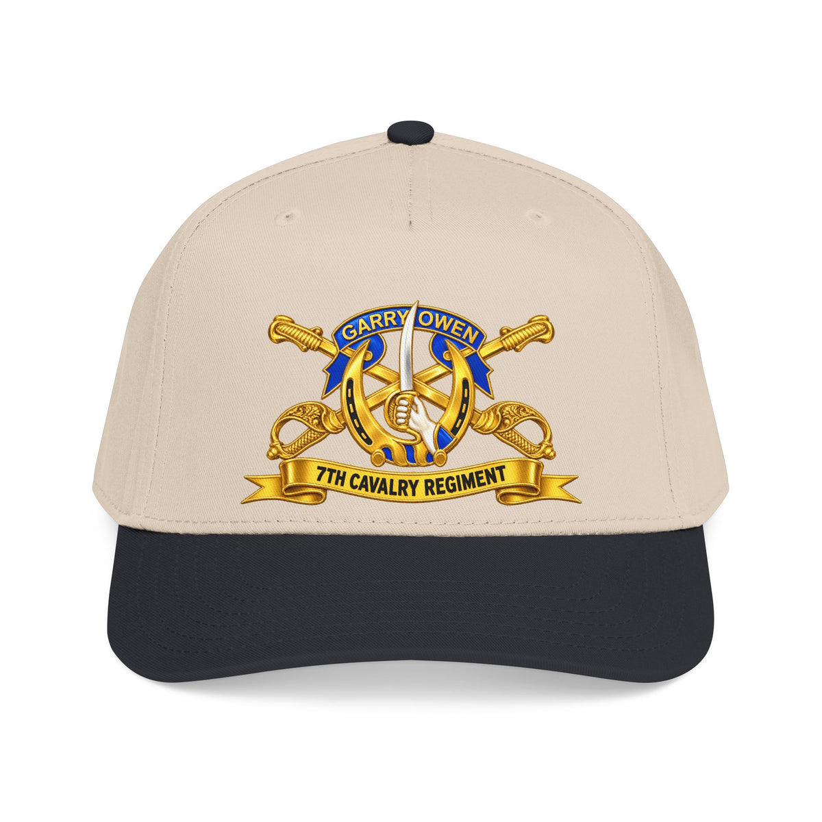 Mid Profile Baseball Cap — 7th Cavalry Regiment - DUI, Br, Ribbon wo Scene - 3D - Transparent