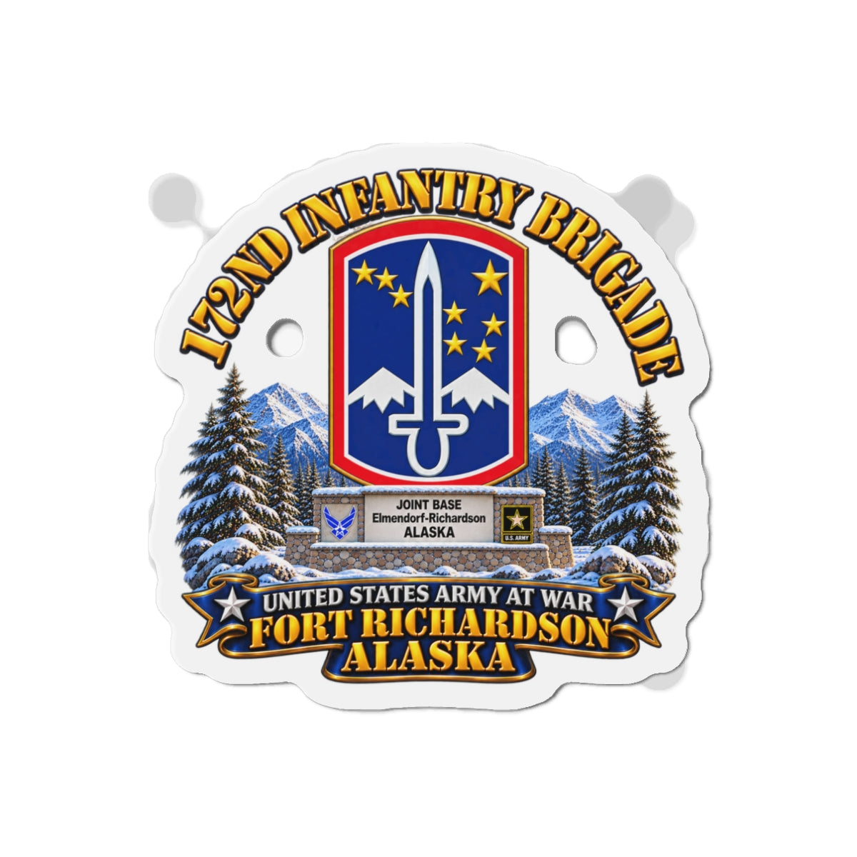 Die-Cut Magnets — 172nd Infantry Brigade - Ft Richardson, Alaska - 3D - Enhanced
