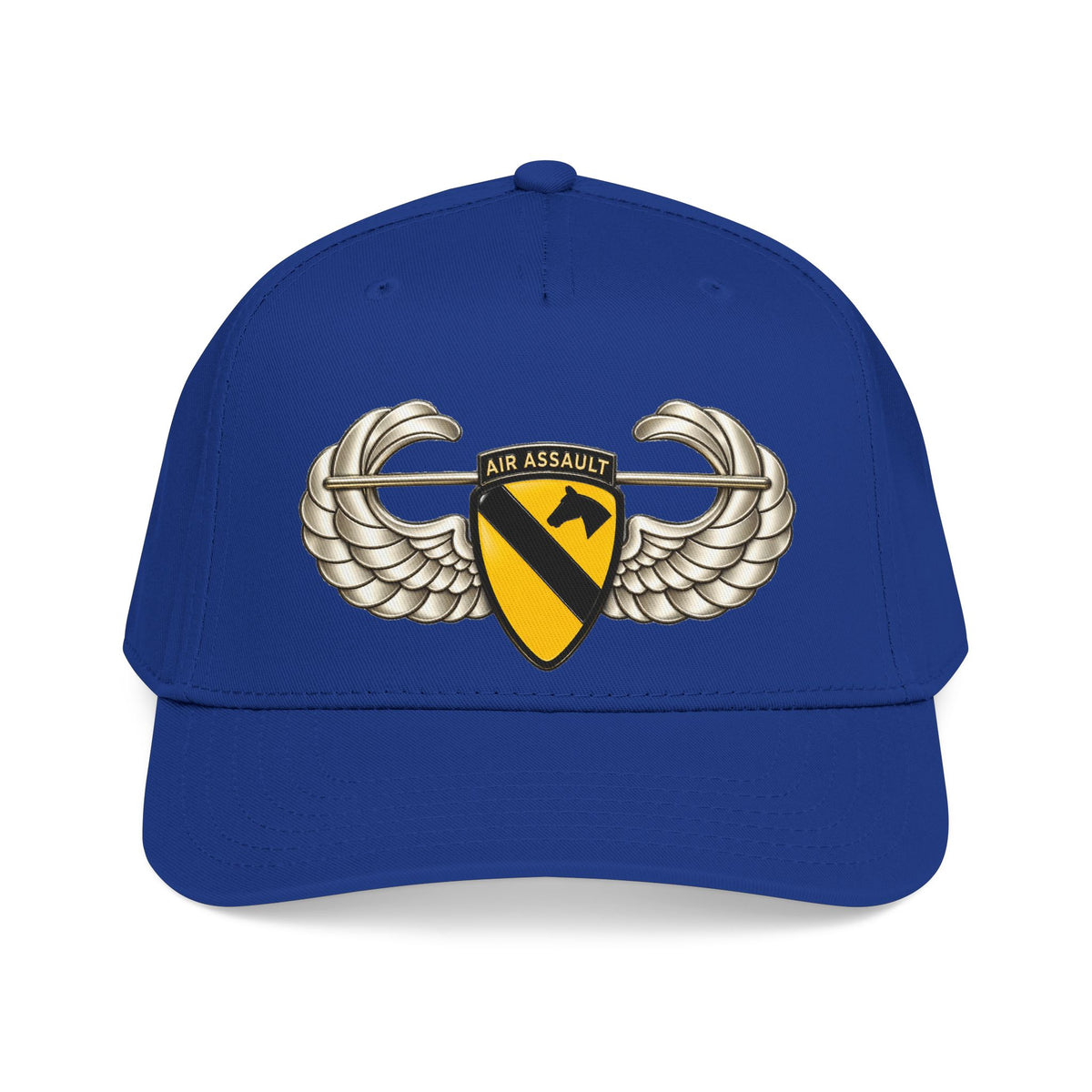 Mid Profile Baseball Cap — 1st Cavalry Division w Air Assault Tab on Airborne Badge wo Txt - 3D - Transparent