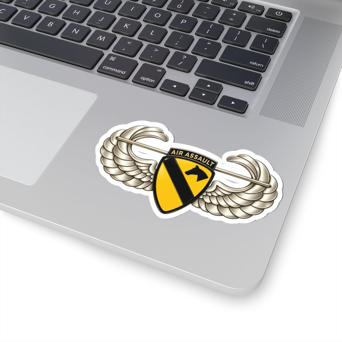 Kiss-Cut Stickers - 1st Cavalry Division w Air Assault Tab on Airborne Badge wo Txt - 3D - Transparent