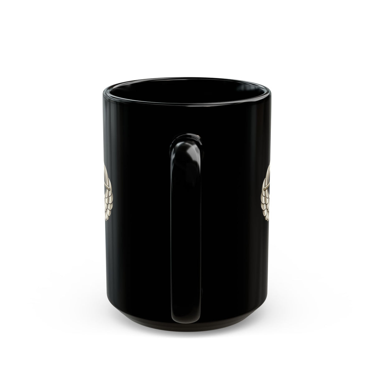 Black Mug  (15oz) - 1st Cavalry Division w Air Assault Tab on Airborne Badge wo Txt - 3D - Transparent