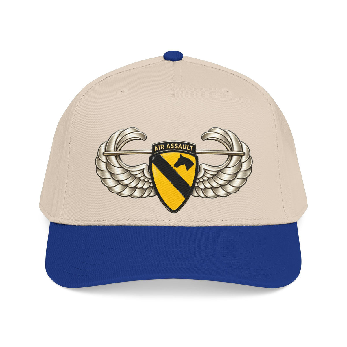 Mid Profile Baseball Cap — 1st Cavalry Division w Air Assault Tab on Airborne Badge wo Txt - 3D - Transparent
