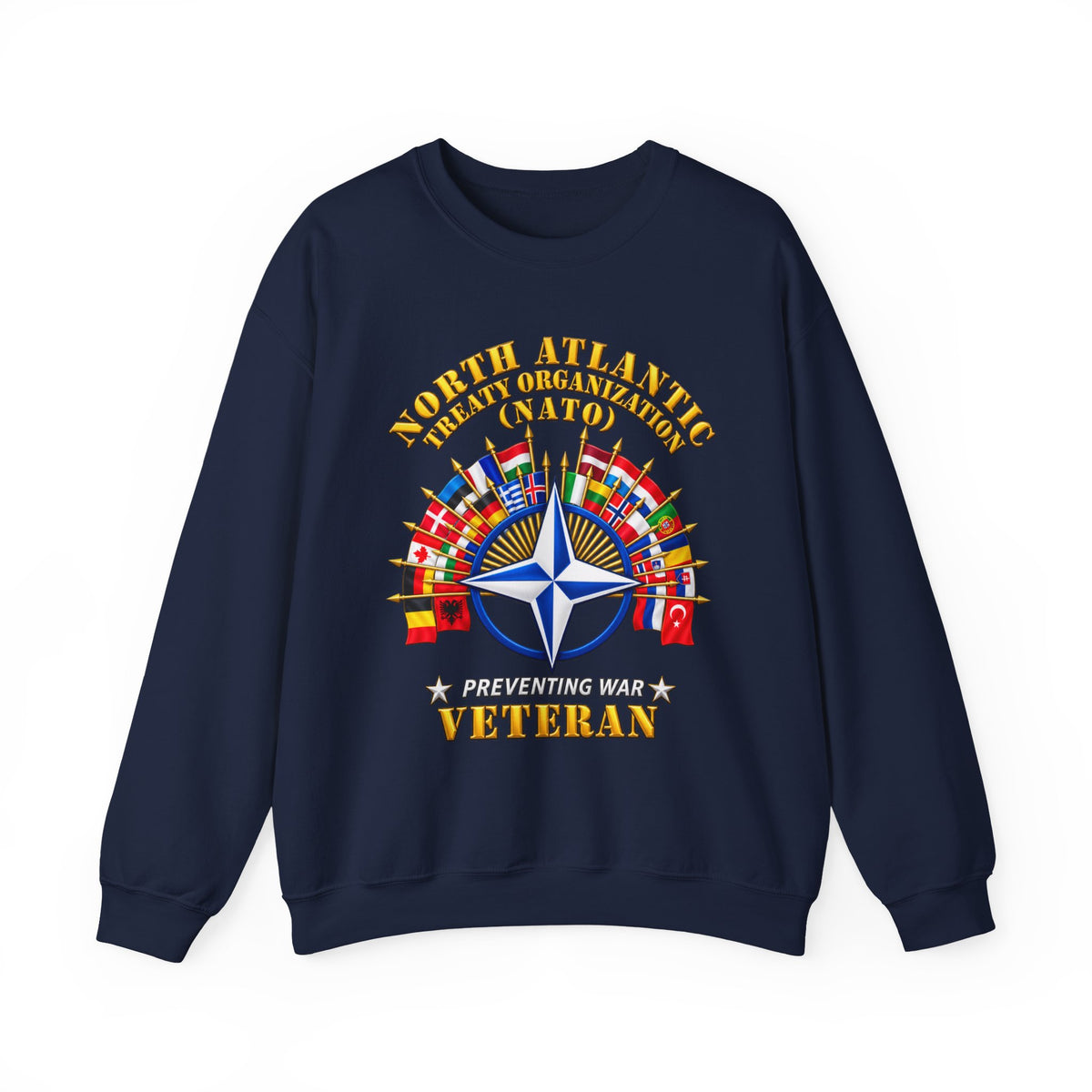 Crewneck Sweatshirt - NATO - Polished NATO Veteran - with flags - 3D - Transparent