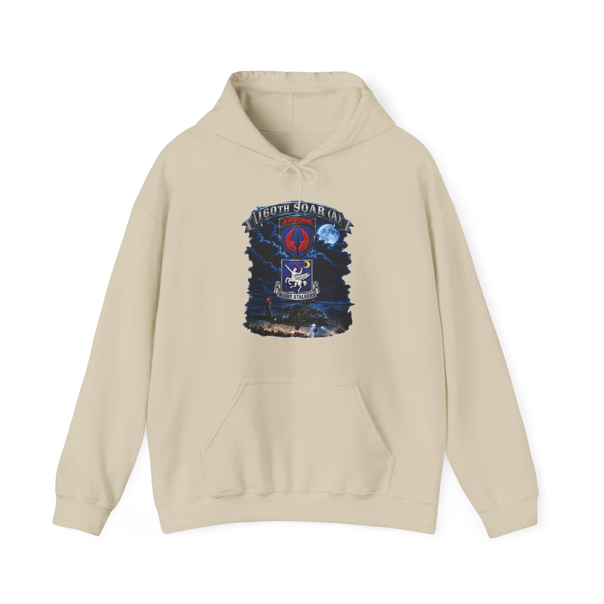 Hoodie — USASOAC - SSI, 160th Special Operations Regiment Airborne  DUI with Scene Blackhawk - 3D - Enhanced
