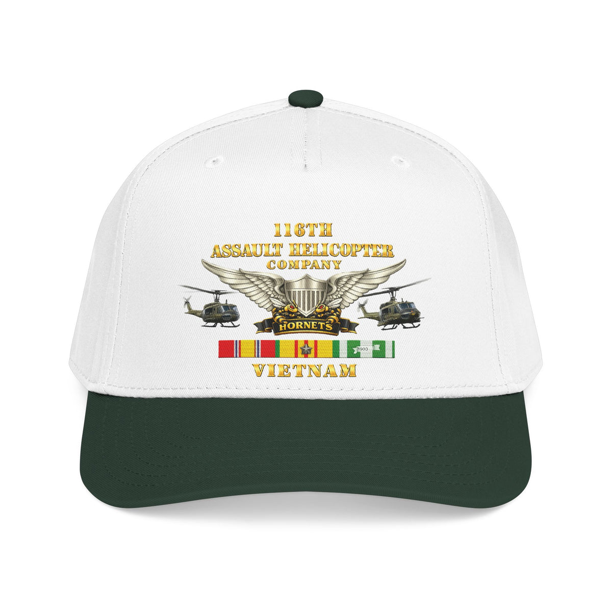 Mid Profile Baseball Cap - Army - 116th Assault Helicopter Co w  Aviator Badge w VN SVC - HORNETS - Side X Side - 3D - Enhanced