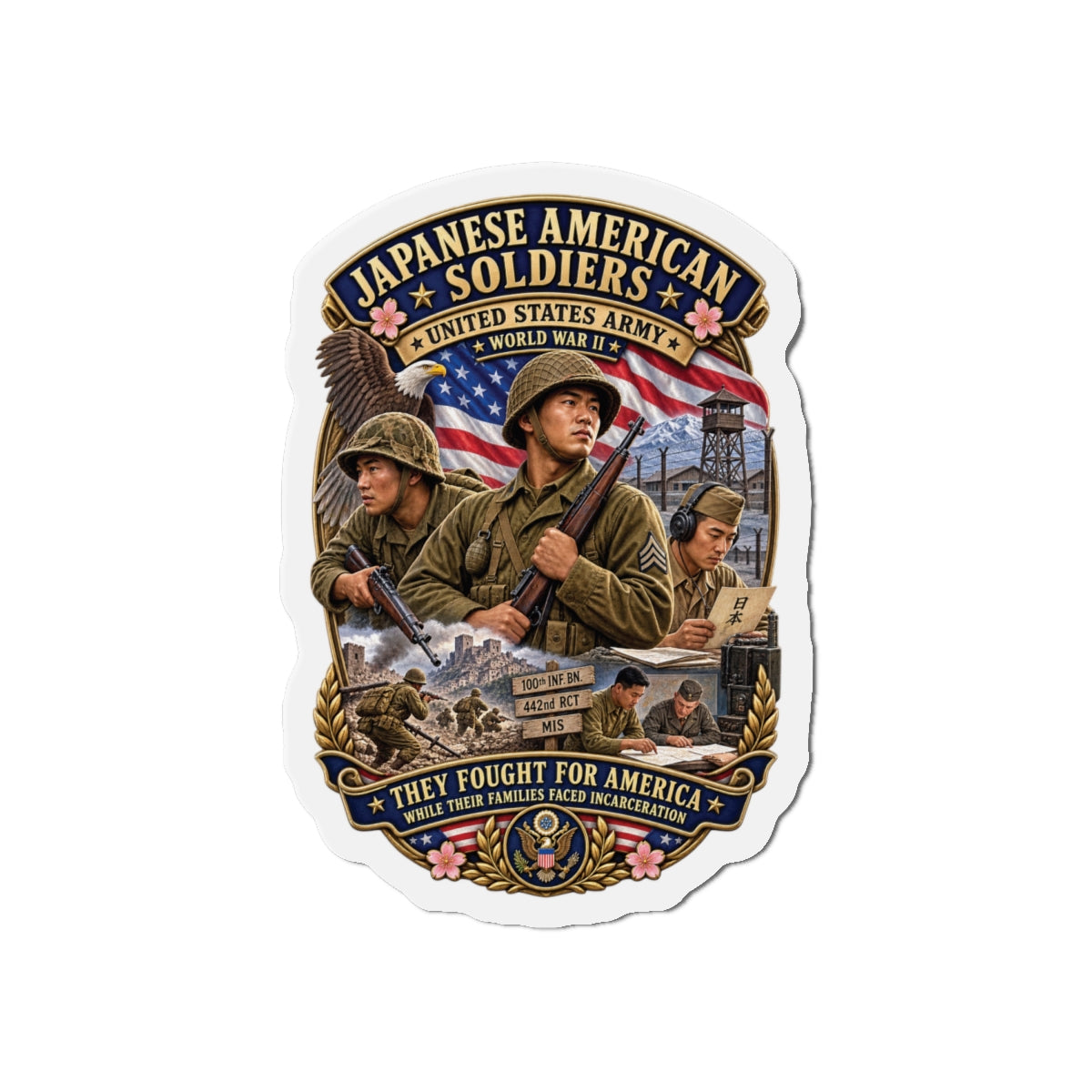 Die-Cut Magnets — Japanese American WWII Soldiers - 3D - Enhanced
