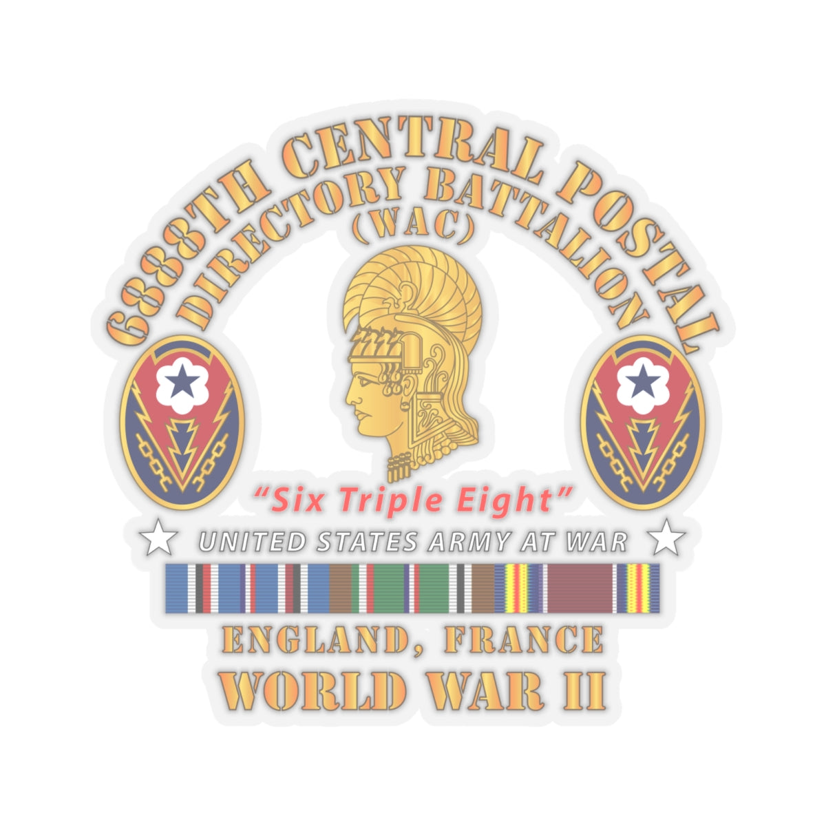 Kiss-Cut Sticker - Army - 6888th Central Postal Directory Battalion - WWII w EU SVC