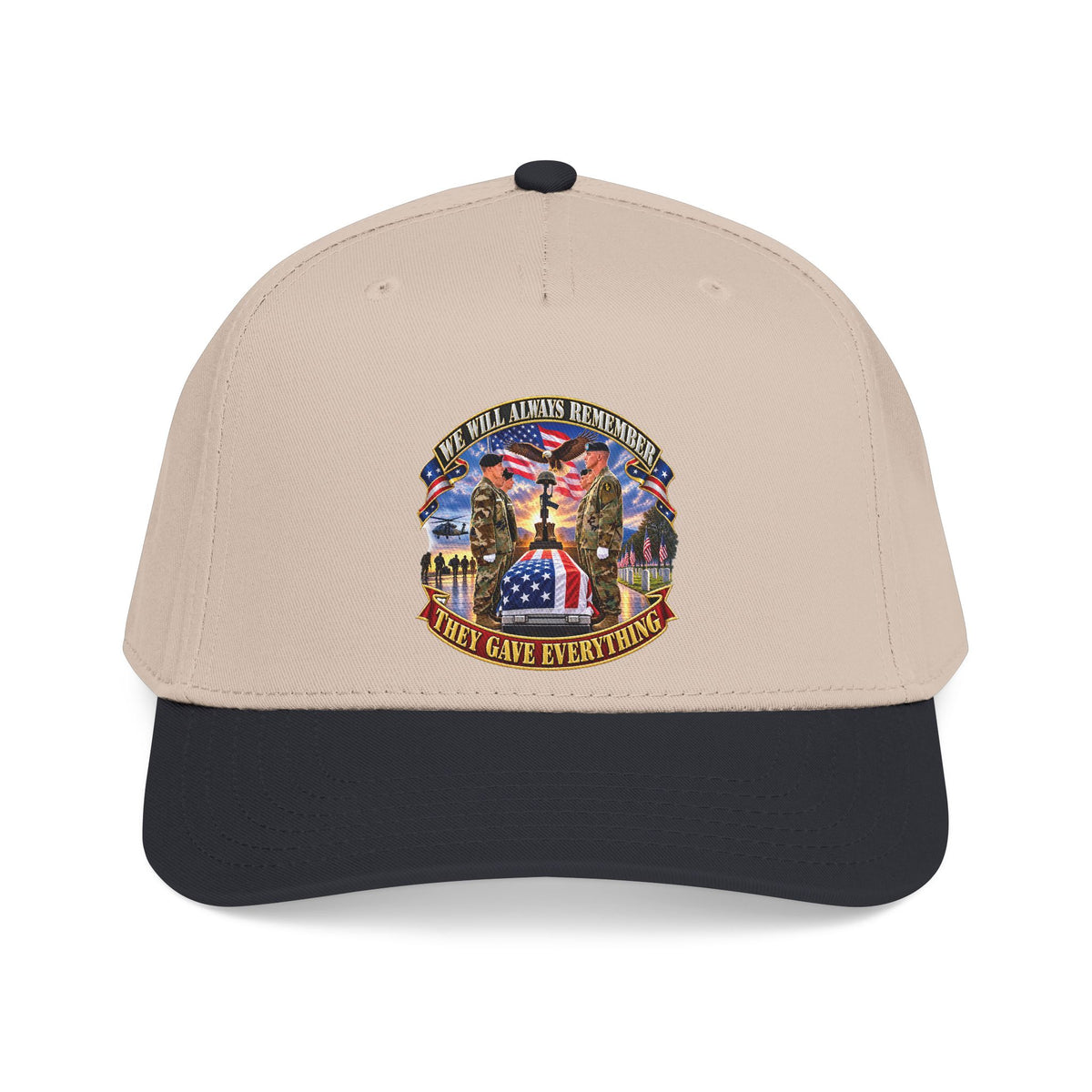 Mid Profile Baseball Cap - Emblem - We Will Always Remember - They Gave Everything - 3D - Enhanced