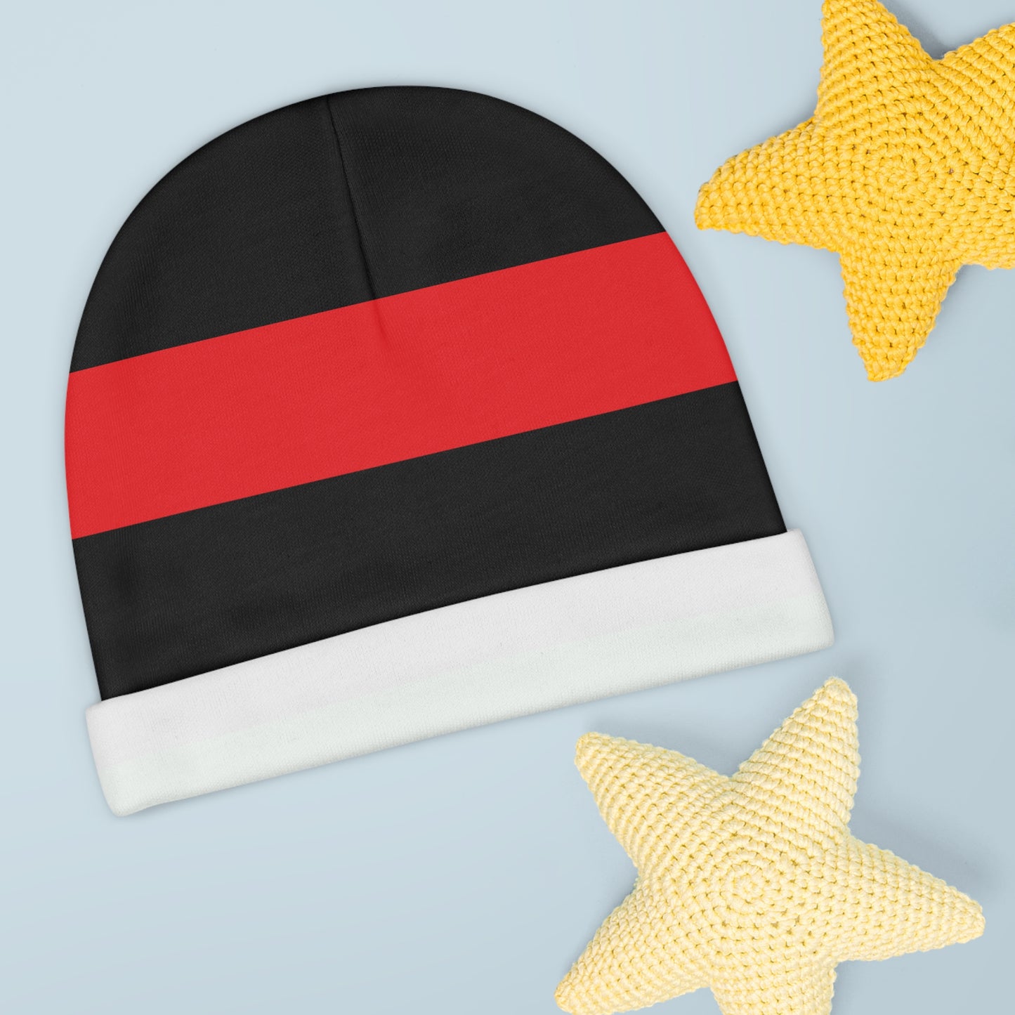 Baby Beanie (AOP) - Red Black Green Panel