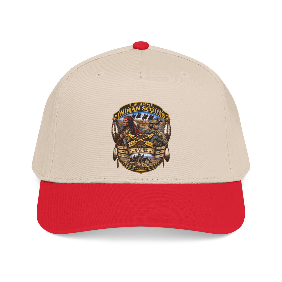 Mid Profile Baseball Cap - United States Indian Scouts (USS) - Original Special Forces - 3D - Enhanced