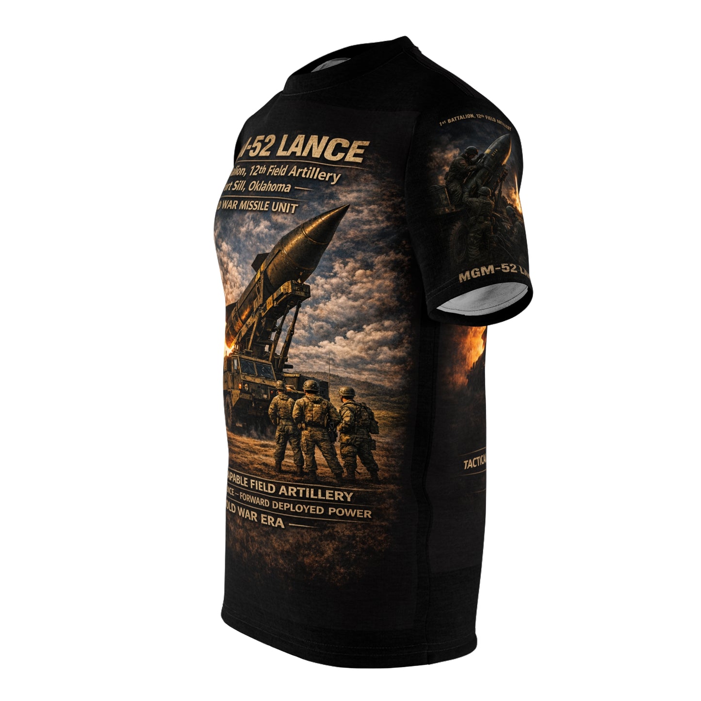 MGM-52 LANCE, 1st Battalion, 12th Field Artillery Tribute - Cut & Sew Tee - Fort Sill OK- Cold War Deterrent (First Lance Missile Battalion)