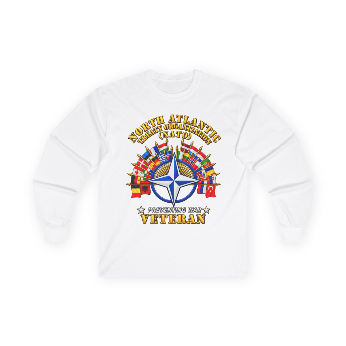 Unisex Ultra Cotton Long Sleeve Tee - NATO - Polished NATO Veteran - with flags - 3D - Transparent