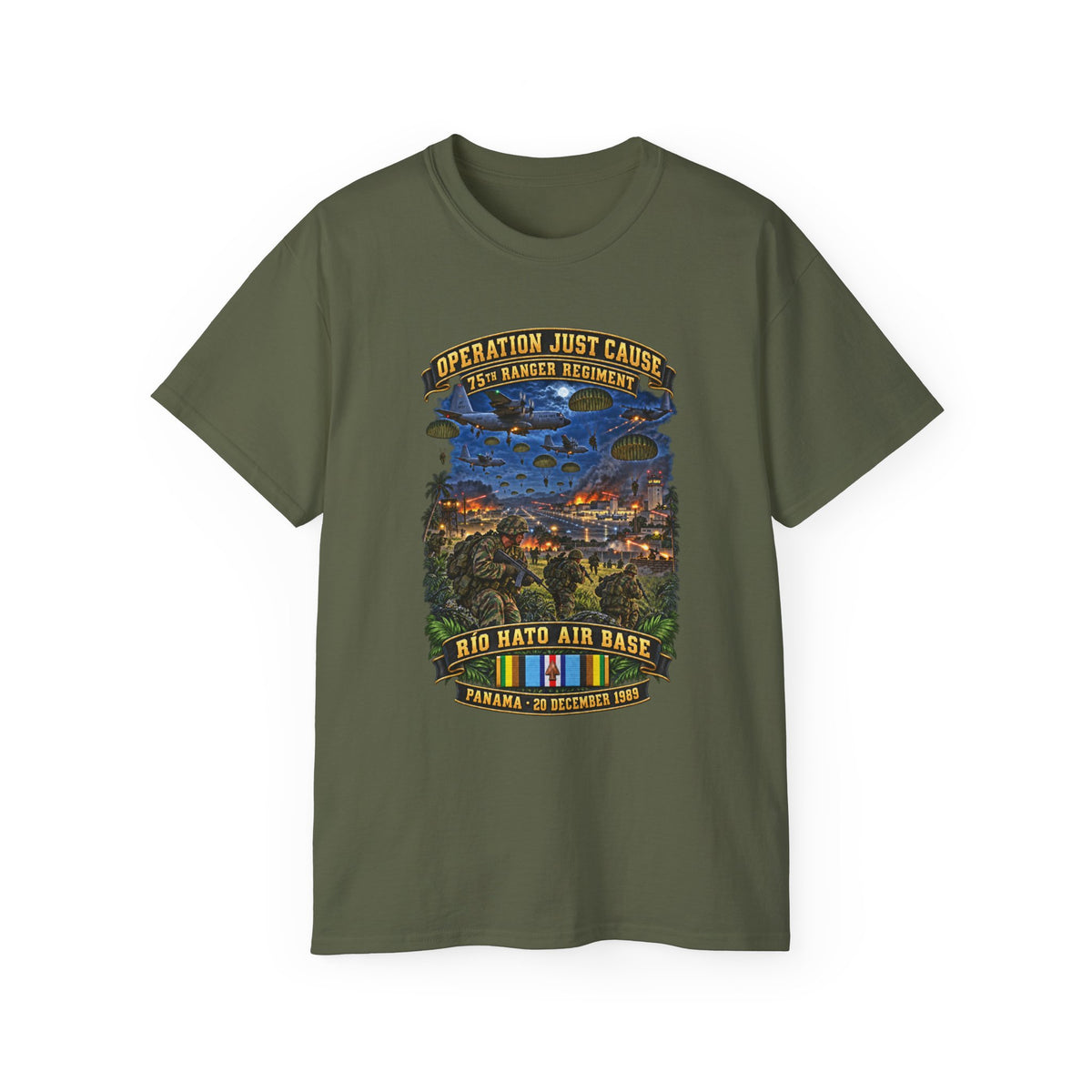 Unisex Ultra Cotton Tee - SOF - Operation Just Cause  - Panama Invasion 1989 - 75th Ranger Rgt - Rio Hato Air Base - 3D - Enhanced