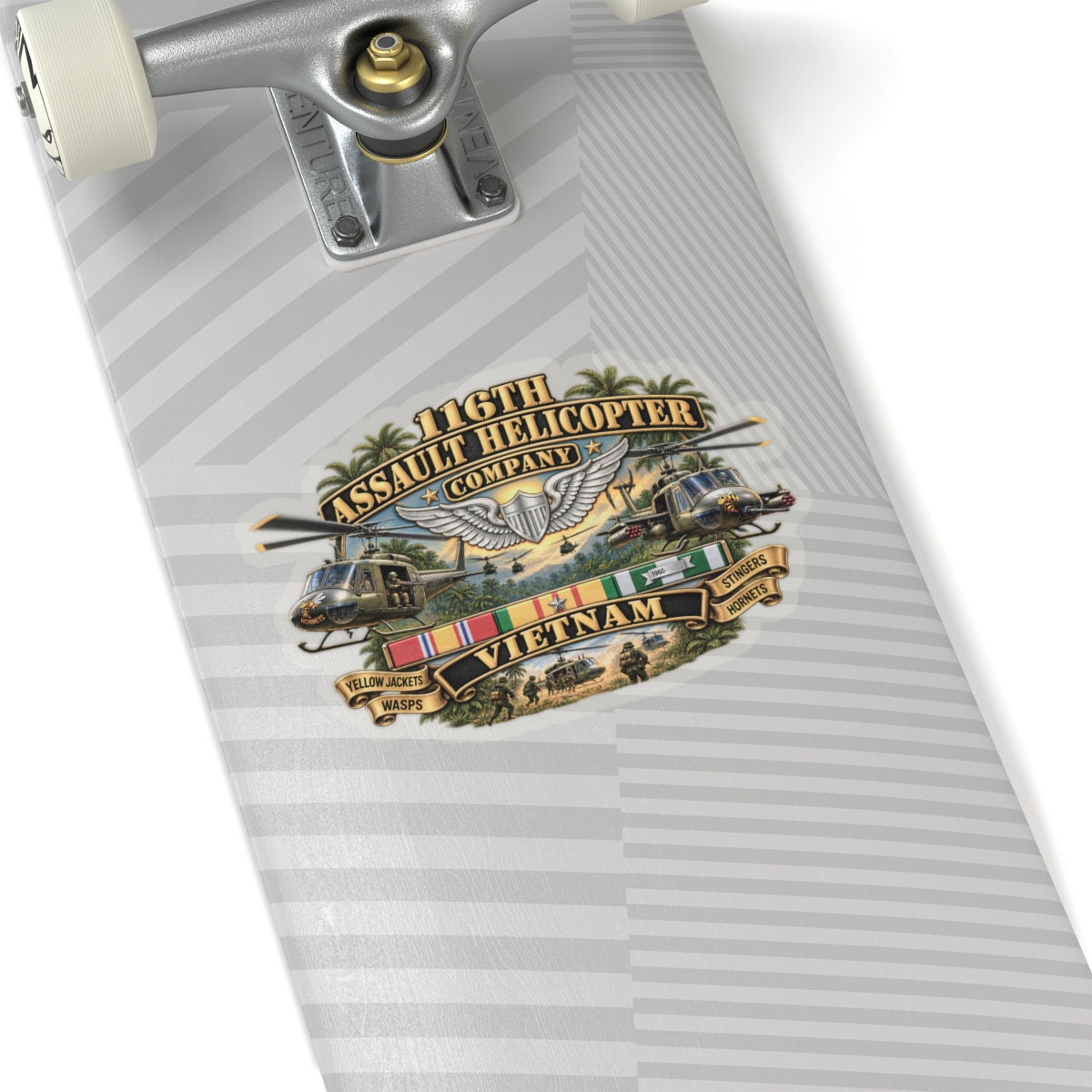 Kiss-Cut Stickers - Army - 116th Assault Helicopter Co w  Aviator Badge w VN SVC - HORNETS - 3D - Enhanced