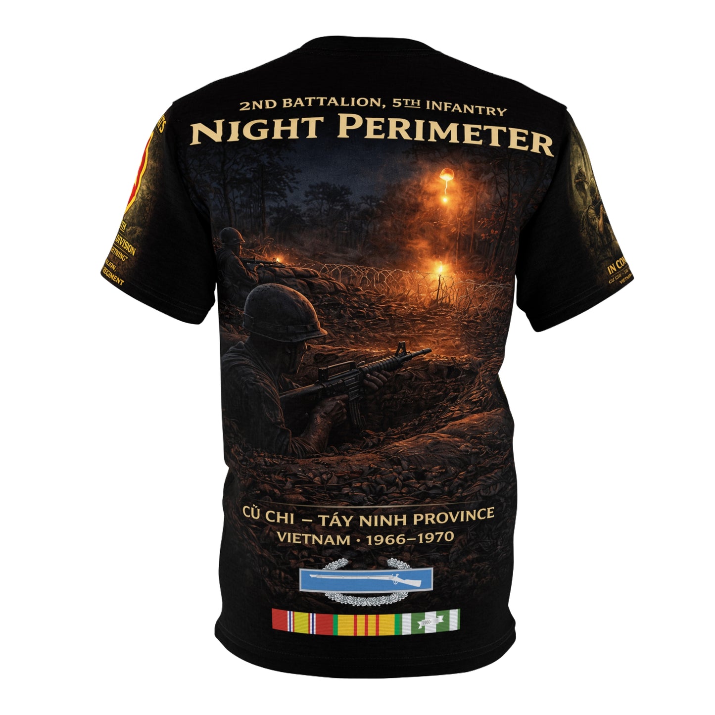 2nd Battalion, 5th Infantry Regiment (Bobcats) Tribute Tee — Patrol and Night Perimeter in Cu Chi, Tây Ninh Province, Vietnam War