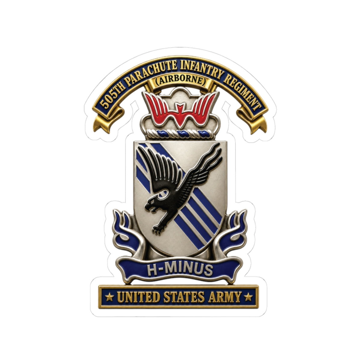 Kiss-Cut Stickers - Army - 505th Parachute Infantry Regiment (PIR) - DUI - United States Army - 3D - Enhanced