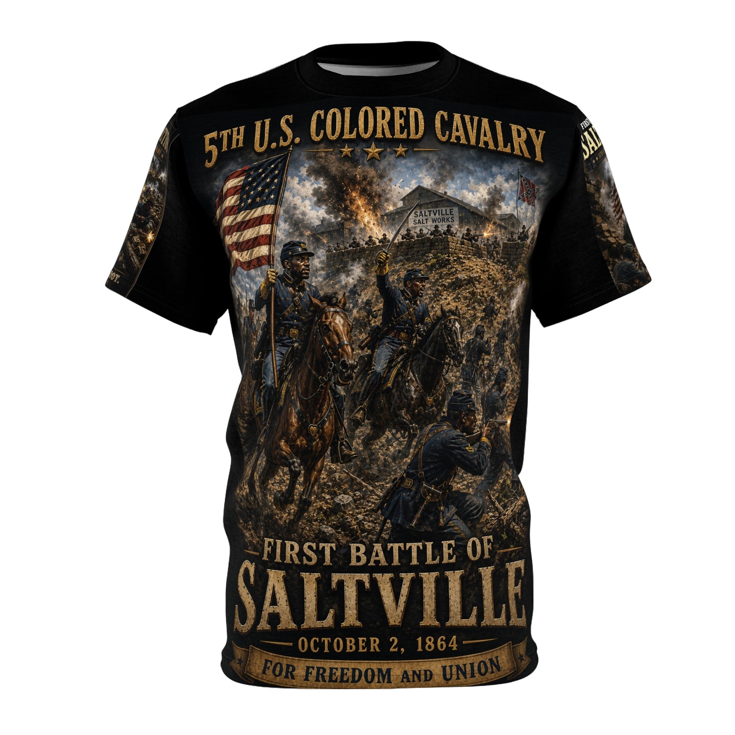 5th U.S. Colored Cavalry - First Battle of Saltville - Tribute Tee - Saltville, Virginia  - October 2, 1864  - For Freedom and Union