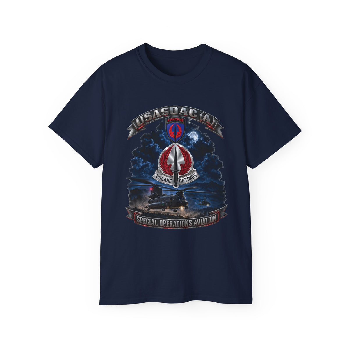 Unisex Ultra Cotton Tee - USA Special Operations Aviation Command (Airborne) - SSI, DUI with Scene - 3D - Enhanced