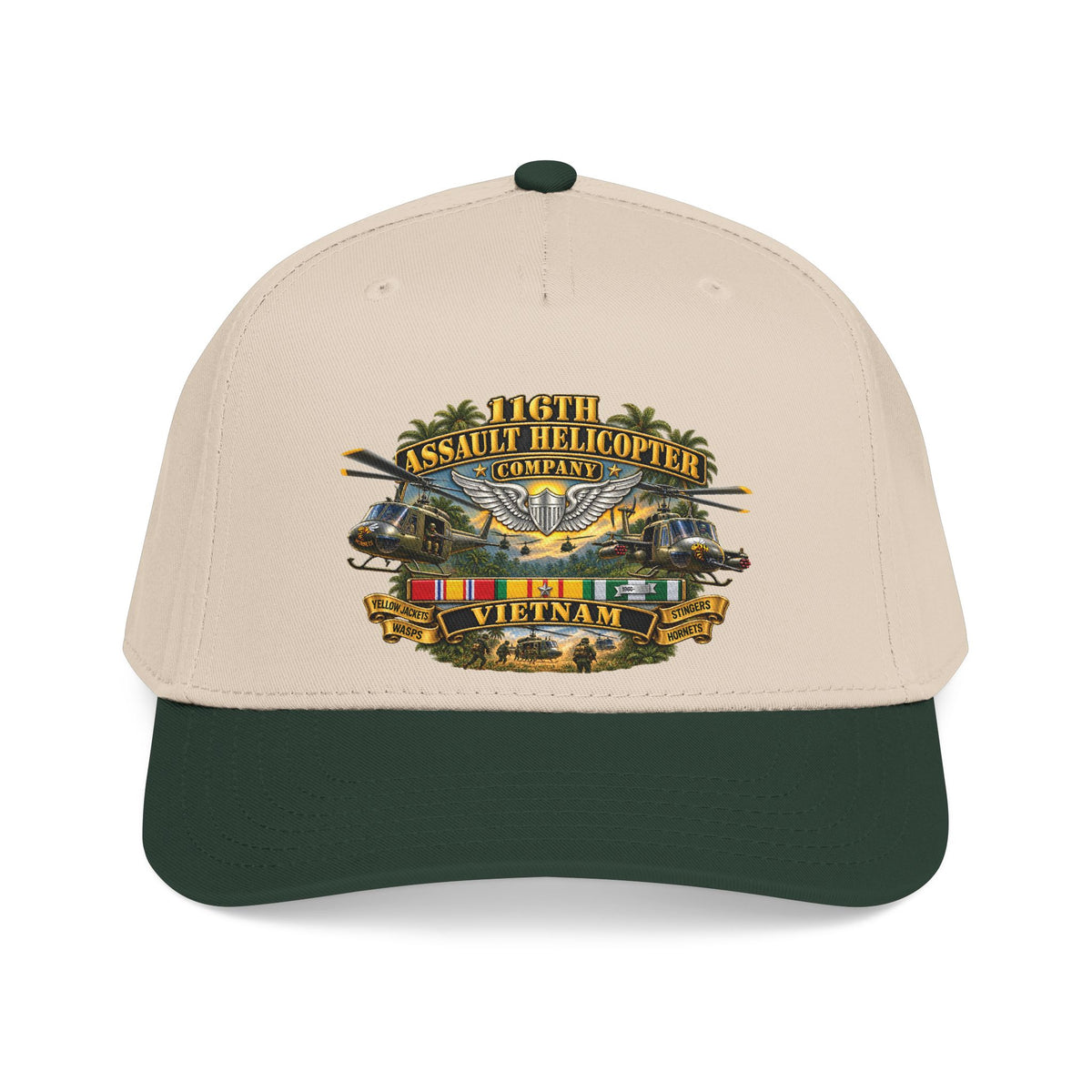 Mid Profile Baseball Cap - Army - 116th Assault Helicopter Co w  Aviator Badge w VN SVC - HORNETS - 3D - Enhanced
