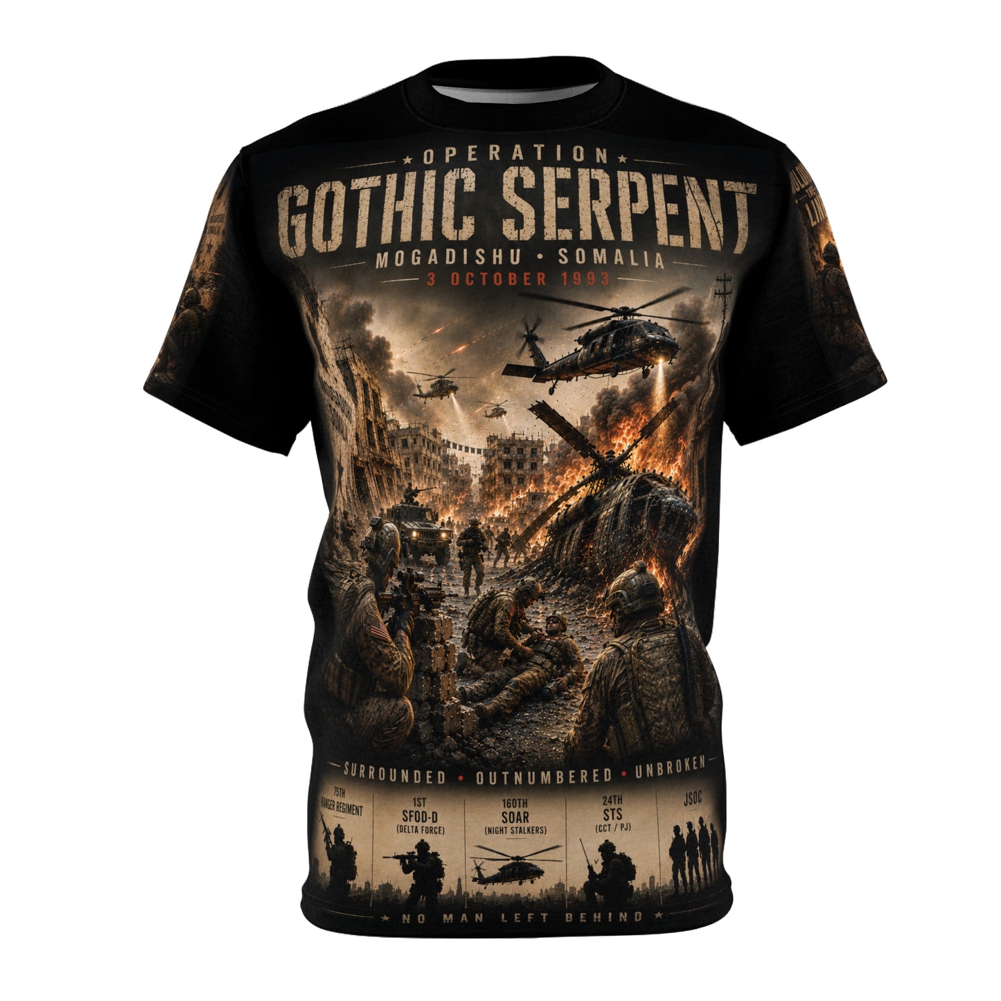 Operation Gothic Serpent, Mogadishu, Somalia, 1993,  Tribute Tee — A Memorial to Those Who Gave All, "No Man Left Behind"