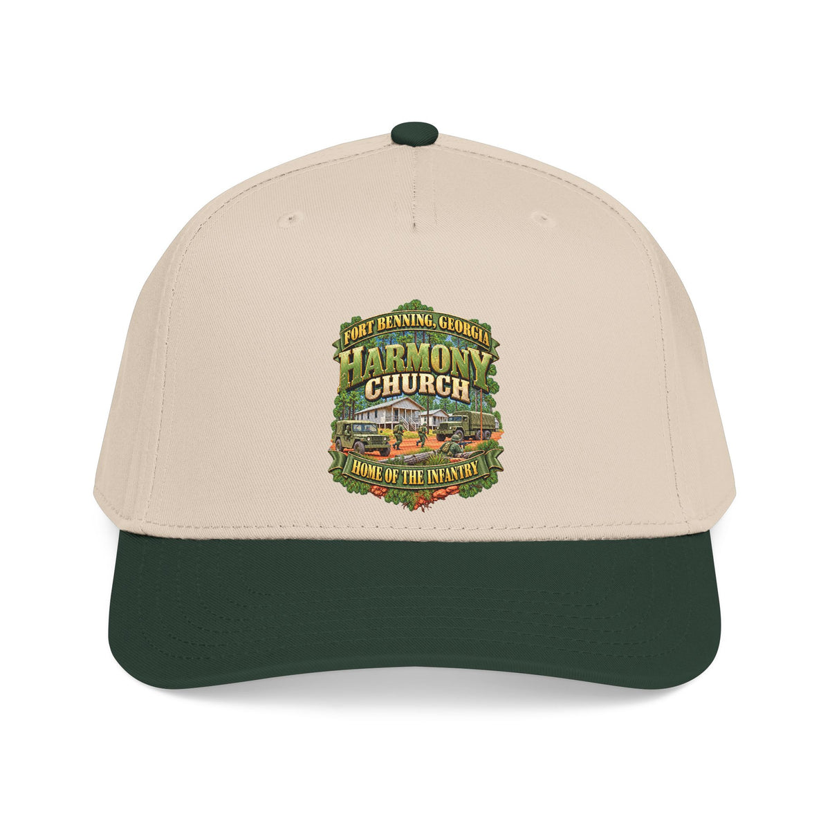 Mid Profile Baseball Cap - Fort Benning, Georgia, Harmony Church - Home of the Infantry - 3D - Enhanced