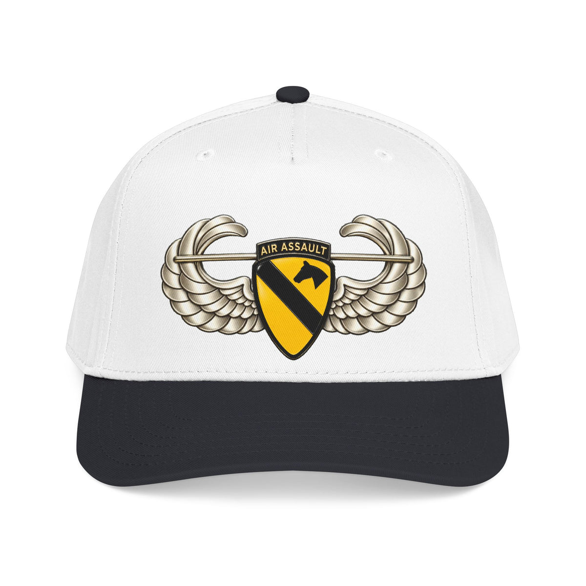 Mid Profile Baseball Cap — 1st Cavalry Division w Air Assault Tab on Airborne Badge wo Txt - 3D - Transparent