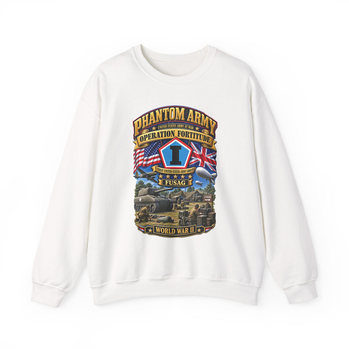 Crewneck Sweatshirt - Army - Phantom Army - Operation Fortitude - WWII - 1st FUSAG - 3D - Enhanced