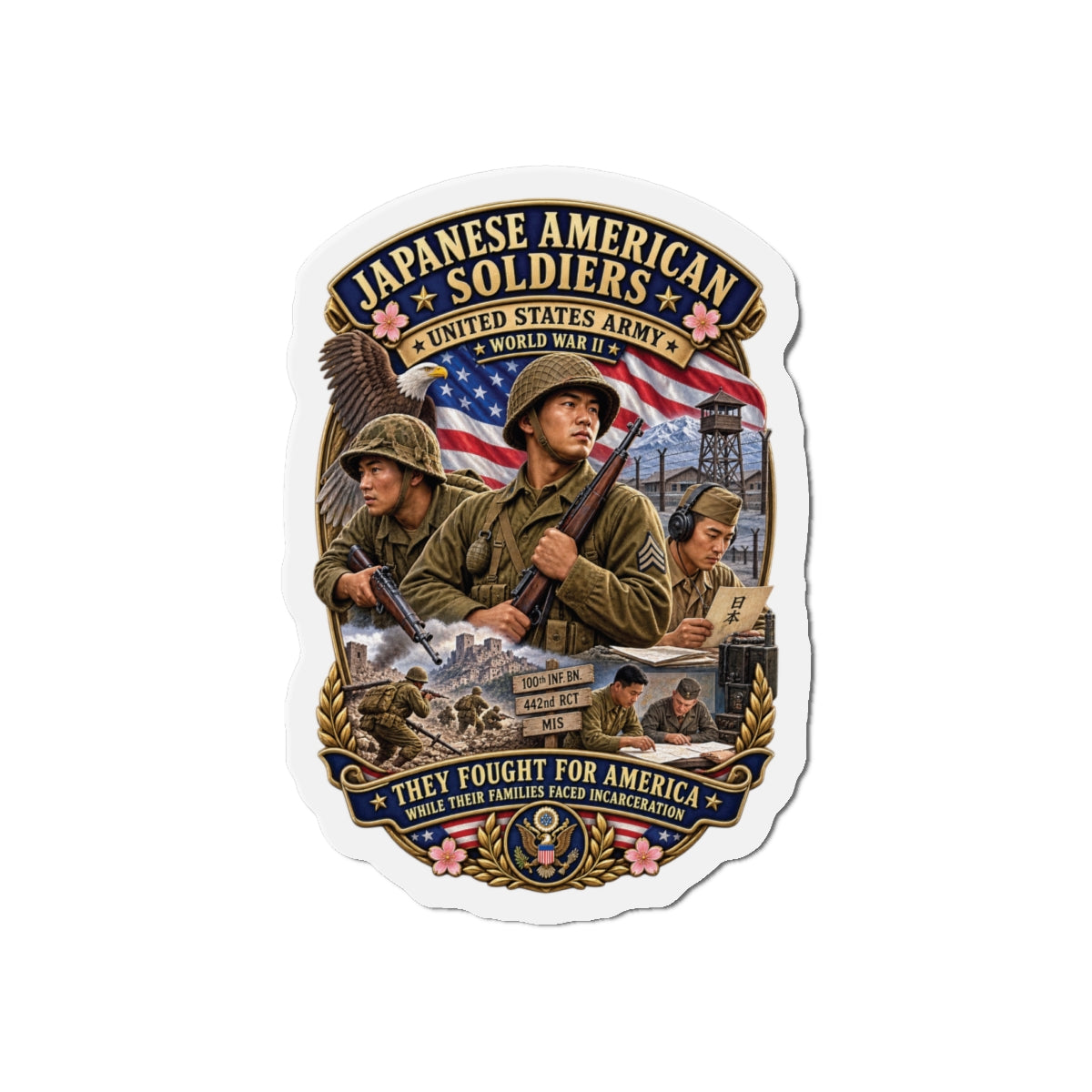Die-Cut Magnets — Japanese American WWII Soldiers - 3D - Enhanced